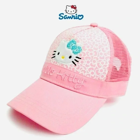 HELLO Kitty Pink Mesh Trucker Hat Women + Girls - Picture 1 of 16